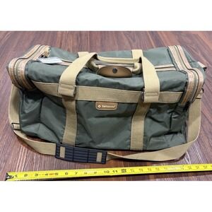 Samsonite Green Tan Canvas Duffle Bag Heavy Duty Gym Travel Luggage